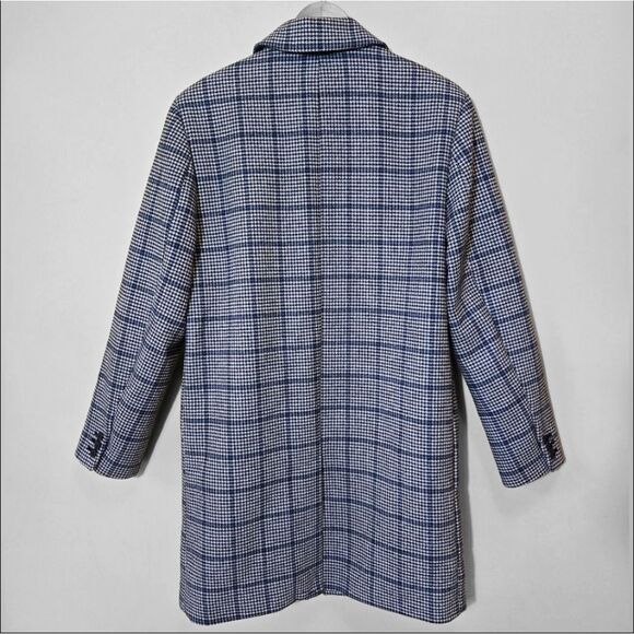 Old Navy Men's Wool Blend Oversized Topcoat Long Length Grey Plaid Old Money - Picture 4 of 16